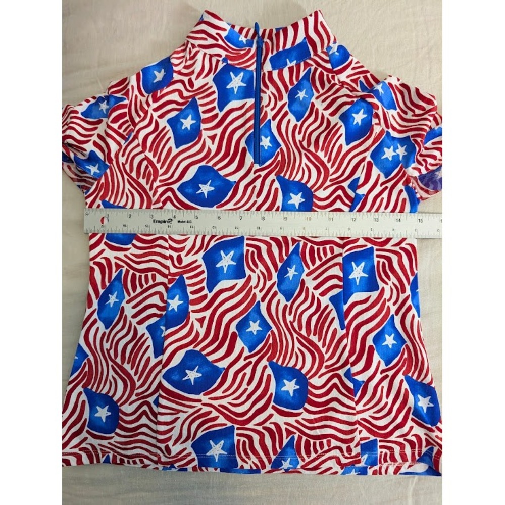 IBKUL Quarter Zip Top Youth Size M-7/8 Red White Blue Patriotic NWOT - Picture 4 of 5